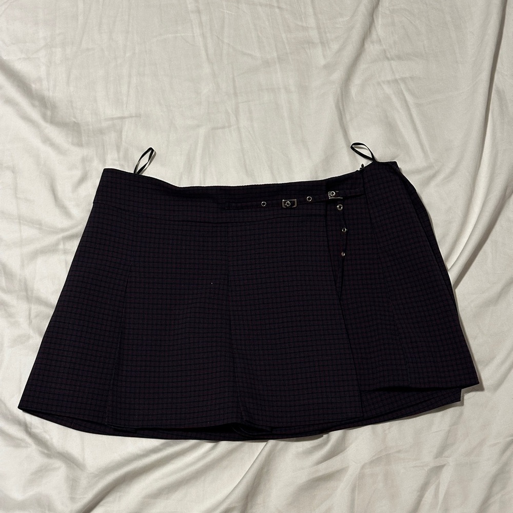 Red/ blue school girl Pleated Mini Skirt